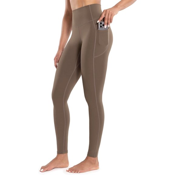 NANAHuang Women's Workout Leggings with Pockets High Waist Pants 28" Tummy Control Athletic Tights Full Length