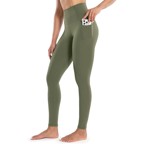 NANAHuang Women's Workout Leggings with Pockets High Waist Pants 28" Tummy Control Athletic Tights Full Length