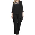 thumbnail image 1 of NANAHuang Womens Chiffon 3 Piece Outfits Lace Splicing Trendy Elegant Mother of The Bride Pant Suits Flowy Formal, 1 of 6