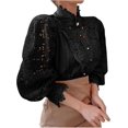 thumbnail image 1 of NANAHuang Womens Elegant Lace Turtleneck Tops Casual Victorian Blouse Renaissance Steampunk Shirts Puff Sleeve Button Down Tops, 1 of 7