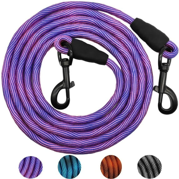 NANAHuang8 FT/10 FT Dog Tie Out/Check Cord, Heavy Duty Nylon Rope Training Leash, 3/8 Inch Thick Dog Tether for Indoor or Outdoor Walking, Camping, Hiking, Playing (3/8" x 8ft, Blue Black)