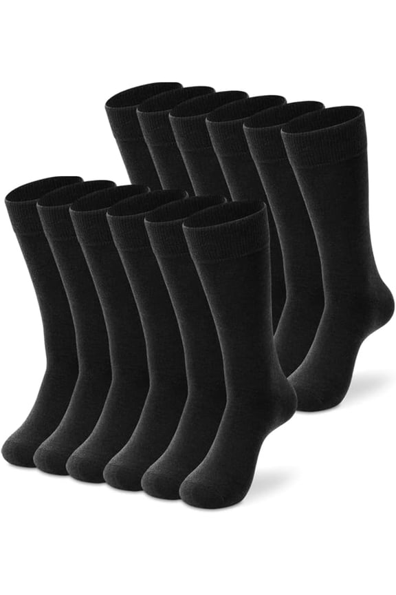 Men's Thin Merino Wool Socks, Cozy Casual Winter Warm Breathable Mid-calf Dress Socks 3/6 Pairs Pack