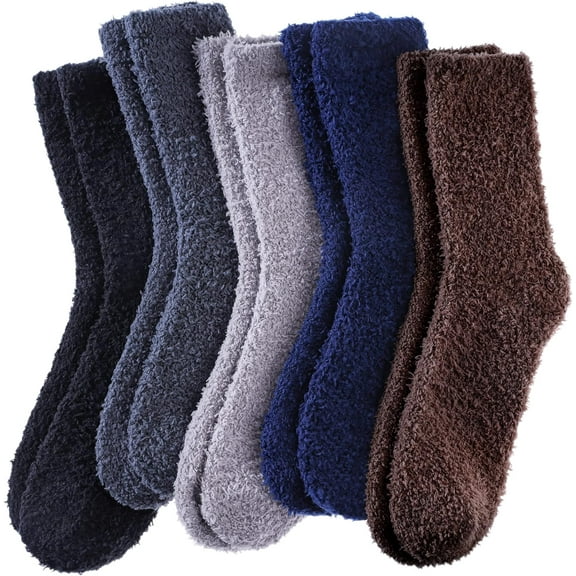NANAhuang Mens Fuzzy Socks Soft Cozy Slipper Fluffy Socks Winter Warm Microfiber Plush Sleeping Socks 5 to 6 Pairs