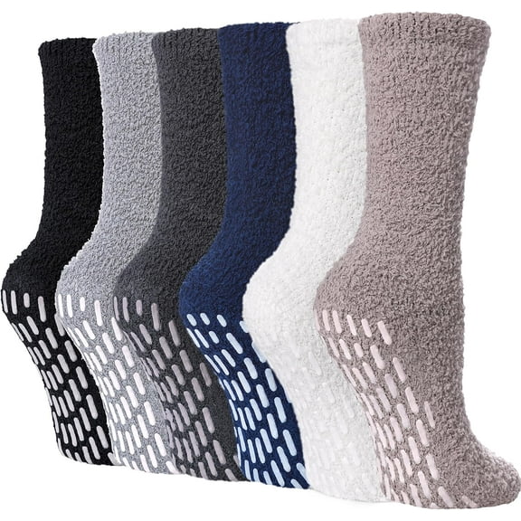 NANAhuang Non Slip Socks for Women Winter Warm Cozy Fuzzy Slipper Socks Soft Fluffy Hospital Socks with Grips