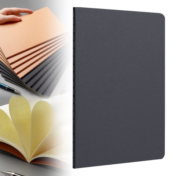 NANDIYNZHI 1Pc Blank Kraft Notebooks, A5 Journals Notebook Bulk, Unlined Sketchbook Note Pad Travel Journal, Writing Notes for Women and Men Office Classroom Teachers Household, Black