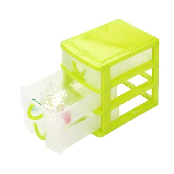 NANDIYNZHI 3 Drawer Small Plastic Organizer, Durable Mini Storage Drawers Organizer, Multipurpose Desk Storage for Kitchen, Bathroom, Garage, and Makeup Vanity, 4.7"L x 3.1"W x 4.3"H, Green