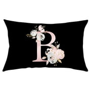 NANDIYNZHI Alphabet Pillowcases Throw Covers Case Black Pillow English Anw Floral Pillow Pillow Case Polyester Peachskin 11.81*9.84*0.39 Inch (Clearance)Pillow Case