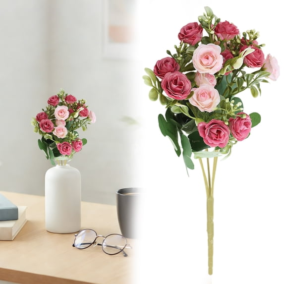 NANDIYNZHI Artificial Flowers Silk Flower Centerpieces for Tables Fake Flower Arrangements Bouquets Mixed Roses Hydrangea with Stems for Wedding Bridal Bouquets Home Table Decor
