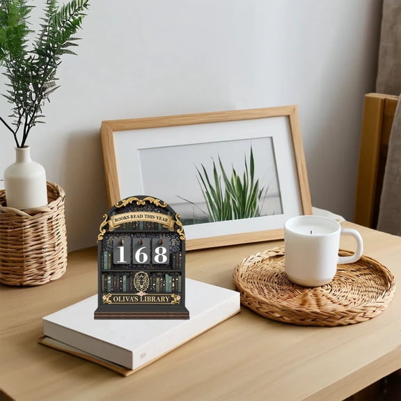 NANDIYNZHI Books Read This Year Counter For Readers, Wooden Rustic Personalized Book Counter Tracker Bookshelf Decor, Bookish Gift Accessories For Book Lovers