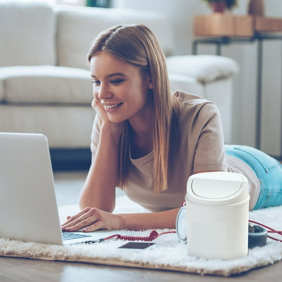 NANDIYNZHI (Clearance) Mini Tabletop Trash Cans Can Mini Room Creative Cover Kitchen Living Waste Kitchen Restaurant Bar Garbage Can White