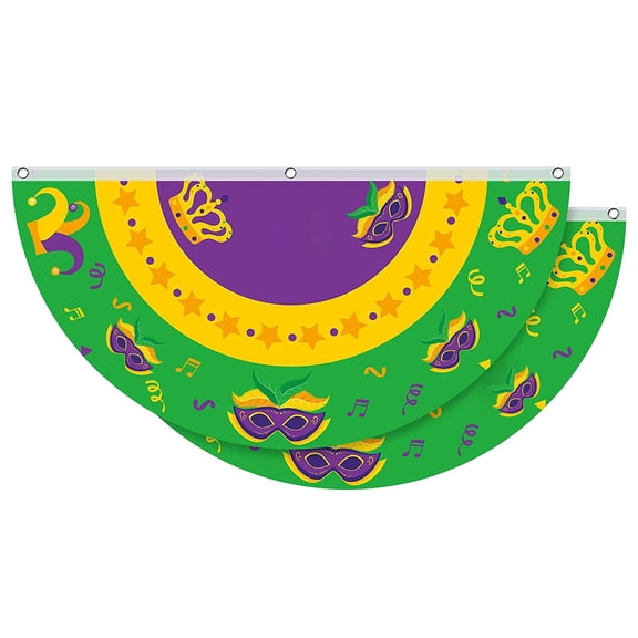 NANDIYNZHI Clearance! Table Runner 2Pc Mardi Gras Bunting Decorations Polyester Flag Bunting Happy Carnival Decoration For Home Indoor Outdoor Festival Decoration， Fall Garden Flag Clearance Sale