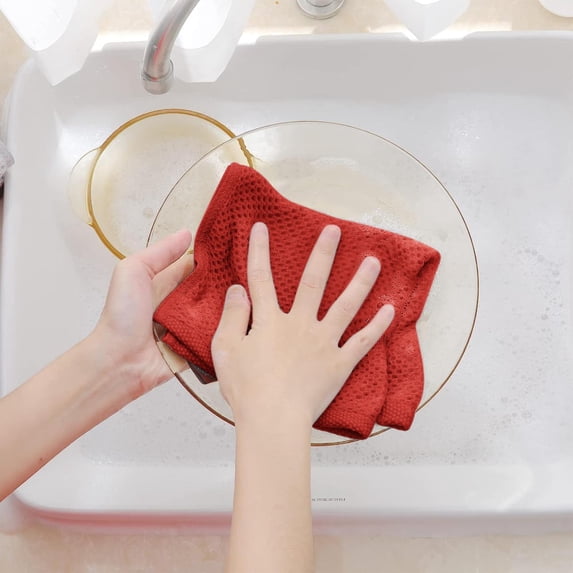 NANDIYNZHI Cotton Dish Cloth Cotton Kitchen Towel Red Soft for Kitchen, Shower Back Washer, Dish Cloth, Tea Towel, Body Scrubber, Washcloth