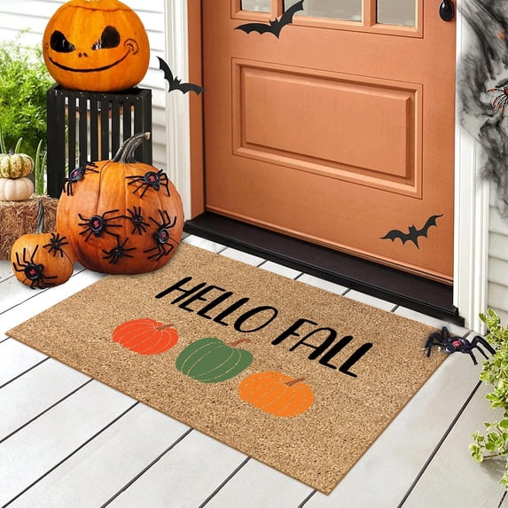 NANDIYNZHI Fall Thanksgiving Coir Doormat Cute Door Mat Fall Coir Doormat Fall Front Porch Decor Front Porch Decor Fall Front Door Mat Outside Entrance Front Porch Fall Decor