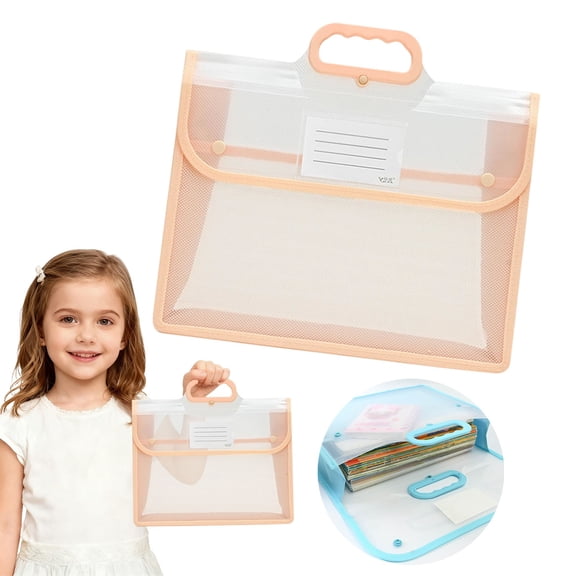 NANDIYNZHI File Folders, 13 x 10.2 Inch, Orange, Practical for Office, Expanding File Folder, Clear Folders, Plastic Envelopes File Folders with Handle, Transparent Envelopes with Snap Closure