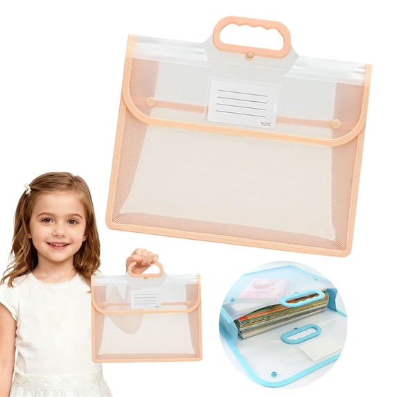 NANDIYNZHI File Folders, 13 x 10.2 Inch, Orange, Practical for Office, Expanding File Folder, Clear Folders, Plastic Envelopes File Folders with Handle, Transparent Envelopes with Snap Closure