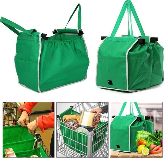 NANDIYNZHI Foldable Tote Handbag Large Trolley Clip To Cart Grocery Reusable Bags Storage Bags Clip To Cart Supermarket Bags