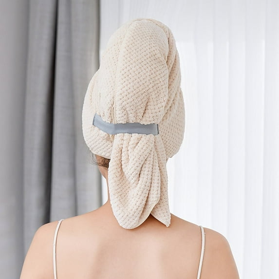 NANDIYNZHI Hair Towel Hat Absorbing Large Wrap with Elastic Strap Fast Drying Anti Frizz Solid Color Towel WrapNANDIYNZHI