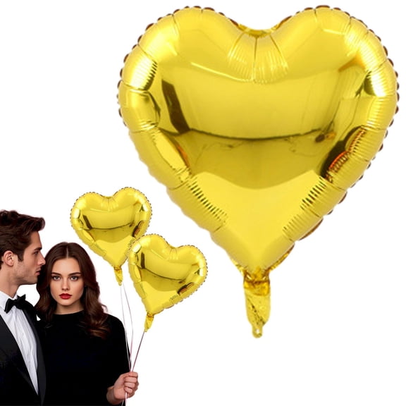 NANDIYNZHI Heart Shape Foil Mylar Balloons 18 Inch Love Balloons for Valentine's Day,Birthday,Propose Marriage,Wedding, Bridal Shower,Engagement Party Decorations,Gold