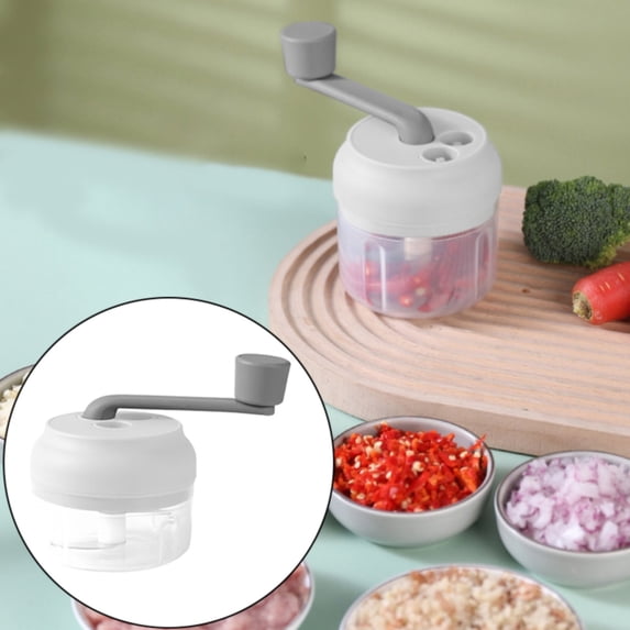 NANDIYNZHI Manual Food Processor,100 ml,Portable Hand Operated Garlic Crusher Garlic Mincing Tool,Hand-Powered Crank Chopper, Multi-Functional Mincer Blender with Clear Container