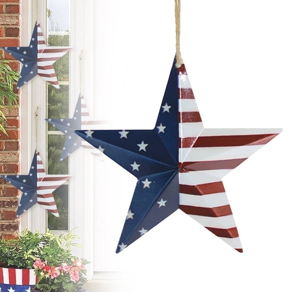 NANDIYNZHI Metal Americana Flag Barn Star, Rustic Distressed Patriotic Wall Decor, 250th Anniversary Decorations, Patriotic Decorations, 4th of July Decorations, Independence Day,Style A