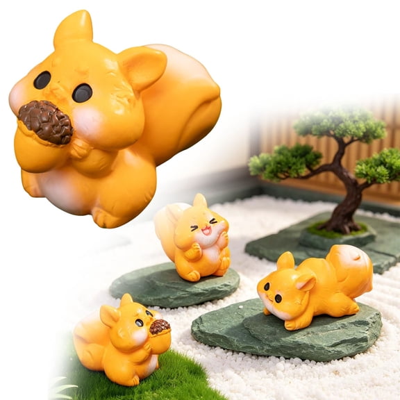NANDIYNZHI Mini Resin Animals,Adorable Mini Resin Squirrel Figurine Handmade Miniature Decor Cute Animal DIY Accessories Gift Micro Landscape Cupcake Topper Birthday Decor,Resin Animals,Style B