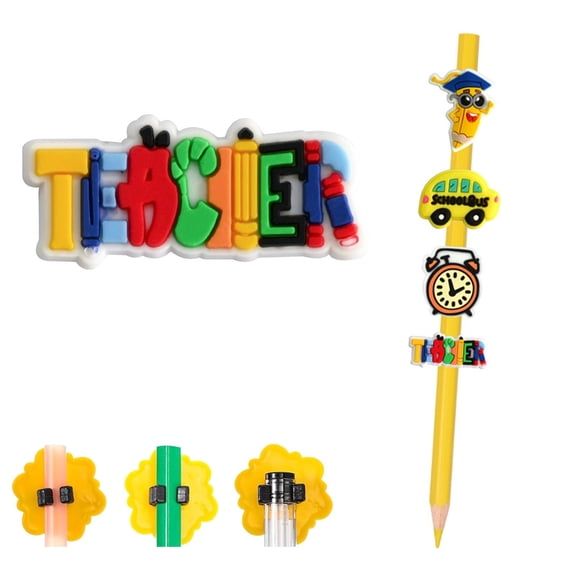 NANDIYNZHI Pencil Toppers Set, Cute Pencil Topper Decoration, Pen Straw Clips Decor Accessories, Silicone Pen Clips, Pencil-Top Charms for Classroom Teachers Household Essentials