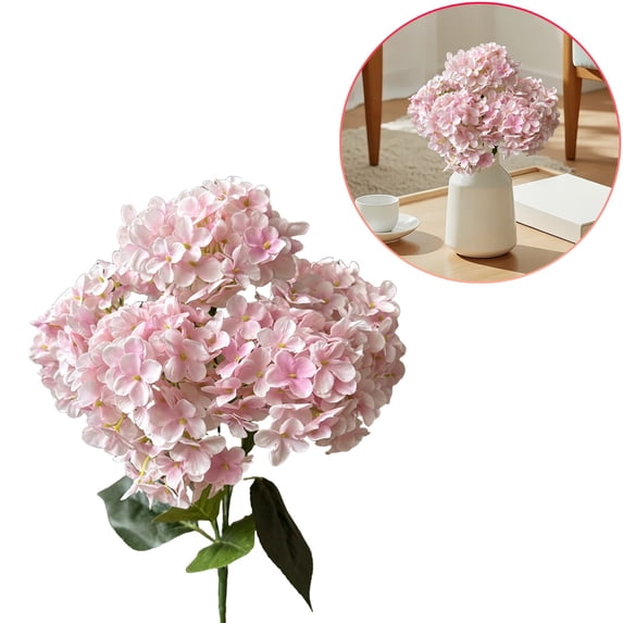 NANDIYNZHI Plastic Artificial Flower Pink Durable for Home, Faux Hydrangea Bouquet, Wedding Centerpiece Decor, Table Decoration Pick, Fake Floral Arrangement, Silk Flower Stem