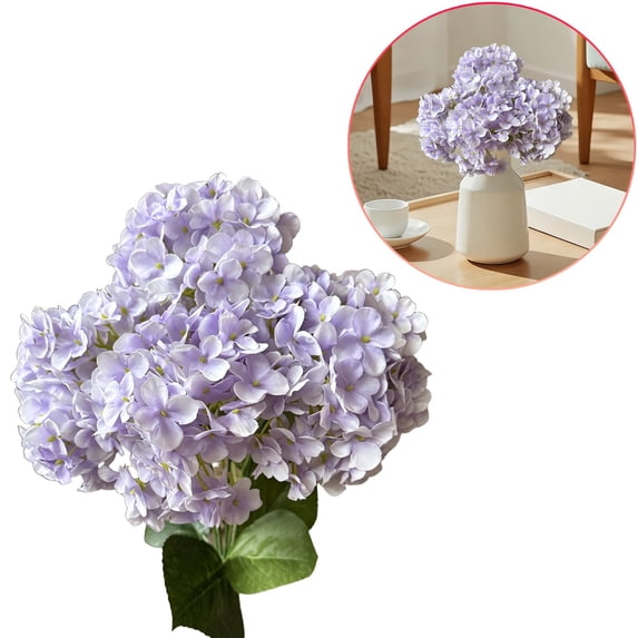 NANDIYNZHI Plastic Artificial Flower Purple Durable for Home, Silk Flower Stem, Faux Hydrangea Bouquet, Fake Floral Arrangement, Table Decoration Pick, Wedding Centerpiece Decor