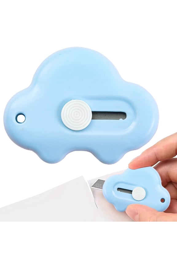 Plastic Cutter Tool Blue Durable for Office, Travel Box Cutter, Keychain Mail Opener, Portable Package Slicer, Cloud Letter Opener, Retractable Box Knife