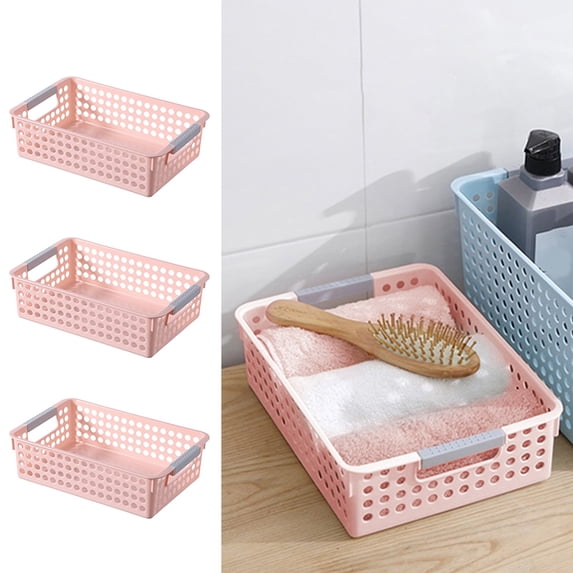 NANDIYNZHI Plastic Storage Baskets, Portable Small Pantry Organizer BasketS Bins with Handle, Colorful Storage Trays,Stackable Household Organizers Basket for Home, Kitchen Cabinet Countertop