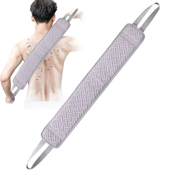 NANDIYNZHI Polyester Fiber Back Scrubber 33.5x3.5 Inch Gray Soft for Shower, Bath Brush, Body Scrubber, Shower Back Washer, Washcloth, Extra Long, Back Scrubber