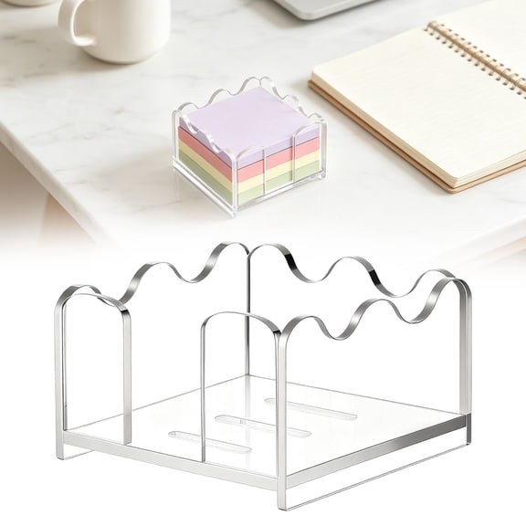 NANDIYNZHI Post It Note Holder, 3.4 x 3.4 x 1.8 Inch Acrylic Transparent Compact for Desk, Cute Sticky Note Holder, Post It Note Dispenser, Post It Holder for Desk Cute, Sticky Note Organizer