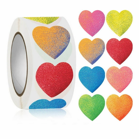 NANDIYNZHI Shape Stickers Heart Box Stickers Colored Label Hearts For Arts, Crafts, Party Supplies, And Scrapbooking Valentines Stickers Heart Stickers For Envelopes Bulk Stickers