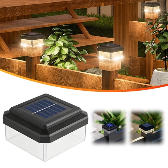 NANDIYNZHI Solar Post Cap Lights,2.4 x 1.6 Inches Solar Post Cap Lights Waterproof Brightness LED Lighting Decor for Garden Deck Patio,Solar Lights Outdoor,Solar Lights,Solar Fence Lights,Style A