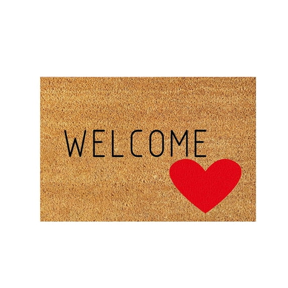 NANDIYNZHI Valentine's Day Coir Doormat Romantic Red Heart Non Slip Welcome Door Mat Valentine's Day Rug Decorative Front Door Mat for Porch Indoor Outdoor Decor Gifts