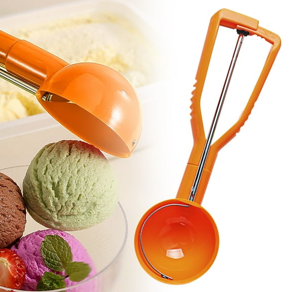 NANDIYNZHICookie Scoop for Baking, Professional Stainless Steel Ice Cream Scoop, Melon Baller Muffin Scoop, Good Soft Grips, Quick Trigger Release,Orange