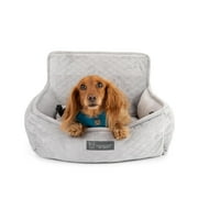 NANDOG PET Gear Luxury Microplush Soft Dog Car Seat Bed for Small-Sized Breed Quilted Light Gray