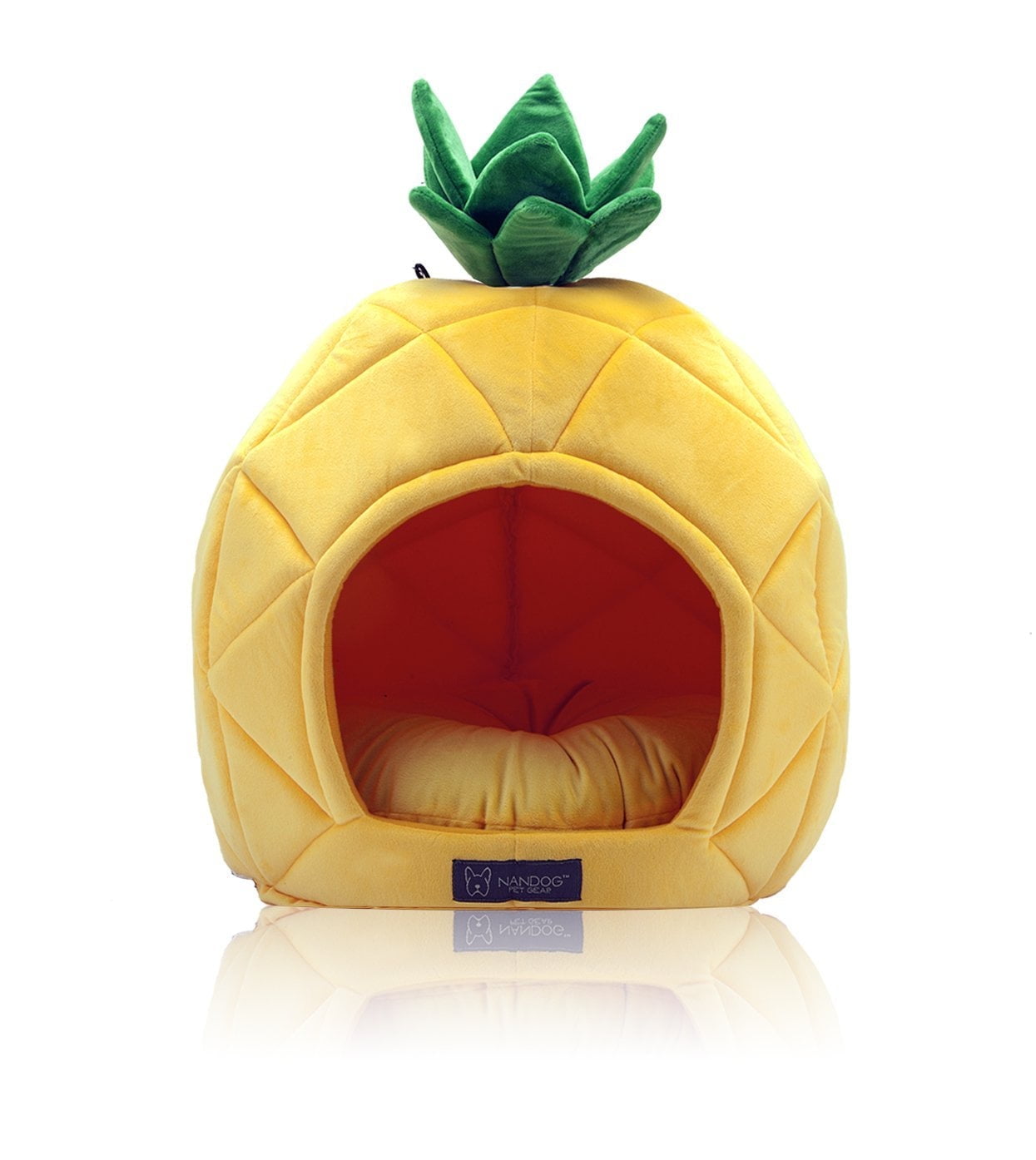 NANDOG Pineapple Pet Bed 16" - Fun Tropical Design - Ultra Soft Micro Plush Fabric - Durable, Cozy, and Washable - Ideal for Cats & Small/Medium Dogs