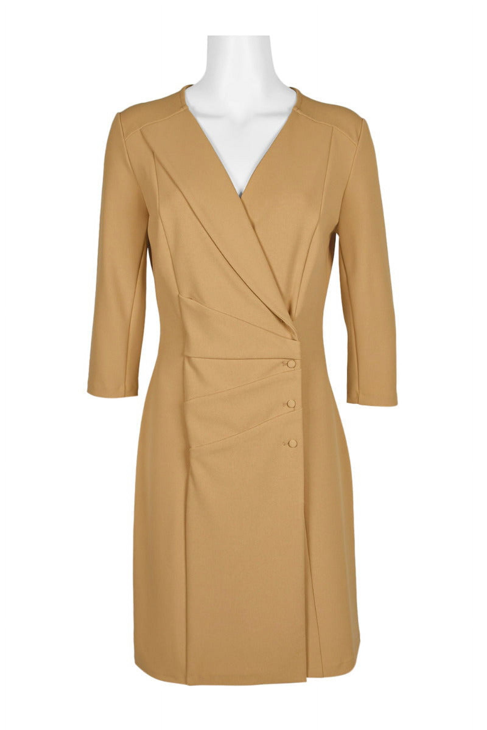 NANETTE Nanette Lepore V Neck Long Sleeve Trench Solid Stretch Crepe Dress HAZELNUT 6 Walmart
