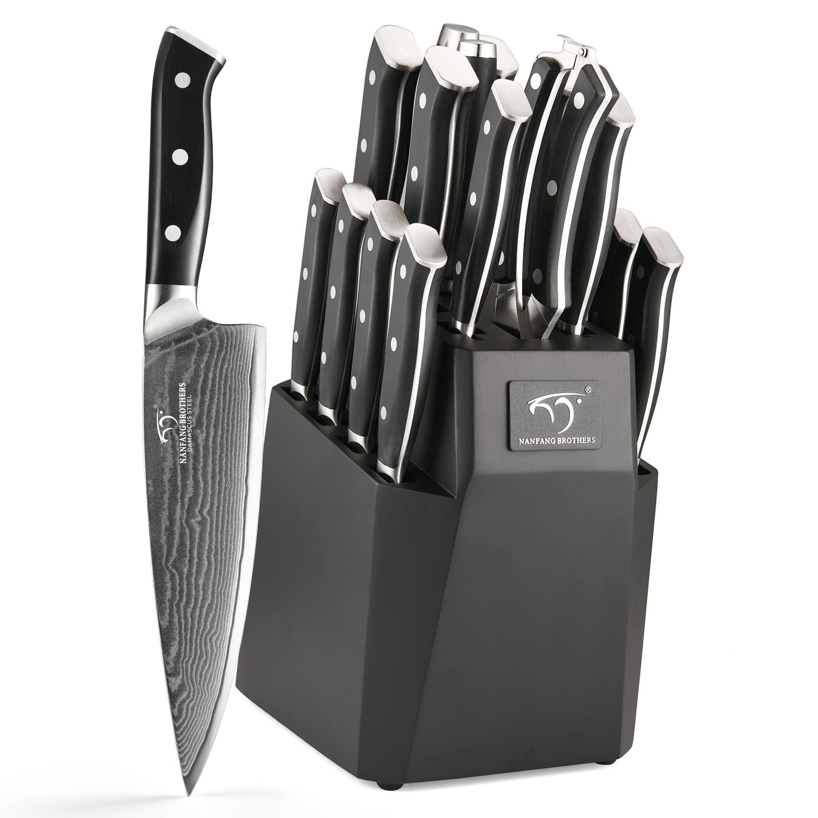 NANFANG BROTHERS Knife Set, 18Piece Damascus Kitchen Knife Set with