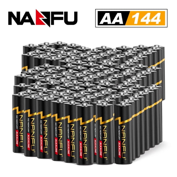 NANFU Alkaline Alkaline AA Batteries (144 Count), Double A Batteries, 1.5 Volts Long-Lasting Double A Batteries