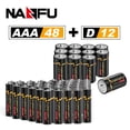 thumbnail image 1 of NANFU Alkaline AAA Batteries and D Batteries (60 Count Combo Pack), with 48 AAA and 12 D Batteries, 1 of 13