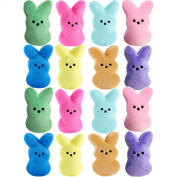 NANIL 16Pcs Peep-s Plush Easter Bunny Stuffed Animal,6" Easter Bunny Doll Soft Plush Bunnies Stuffed Rabbit Animal Toy, Easter Rabbit Dolls for Kids Easter Decoration,Perfect Easter Basket Stuffers
