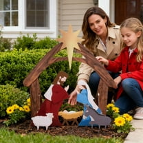 NANIL 30 Inch Outdoor Nativity Scene, Weatherproof Nativity Sets for Christmas Outdoor Decor, Large Holy Family Nativity Set Outside Display Christmas Decorations for Front Yard and Lawn-Colored