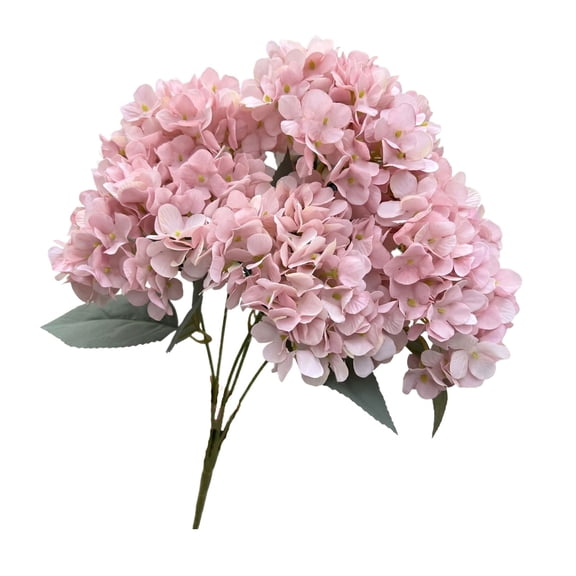 NANIL 5 Heads White Artificial Hydrangea Fake Flower Simulation Silk Hydrangea with Stems Bouquet Arrangement Family Table Centerpiece Wedding Baby Shower Birthday Party Decoration (Pink)