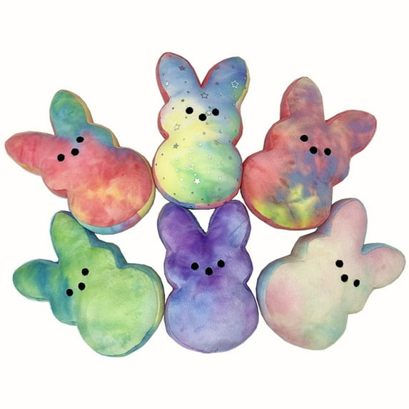NANIL 6" Peeps Plush Easter Bunny Stuffed Animal,6PC Easter Bunny Doll Soft Plush Bunnies Stuffed Rabbit Animal Toy, Easter Rabbit Dolls for Kids Easter Decoration,Perfect Easter Baskets Filler