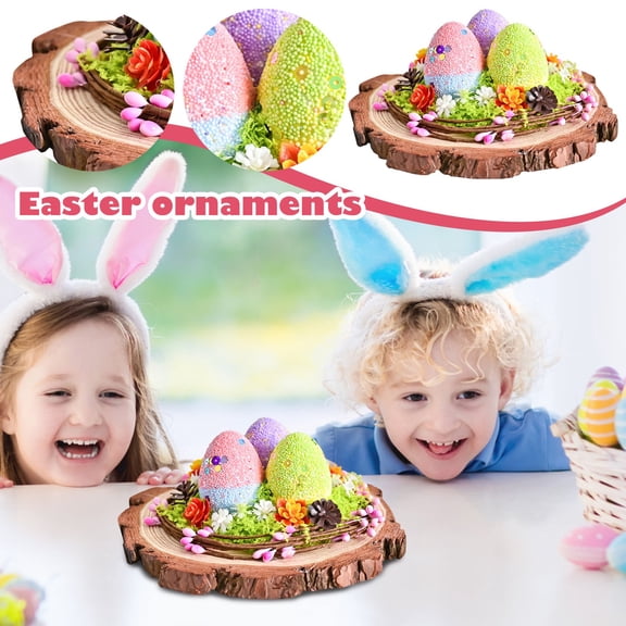 NANIL Easter Decoration Ornaments， Easter Bird Nest Eggs Statue Decorative,Easter Eggs Figurine Artworks Decorative Sculpture Easter Ornament for Tabletop Bookshelf