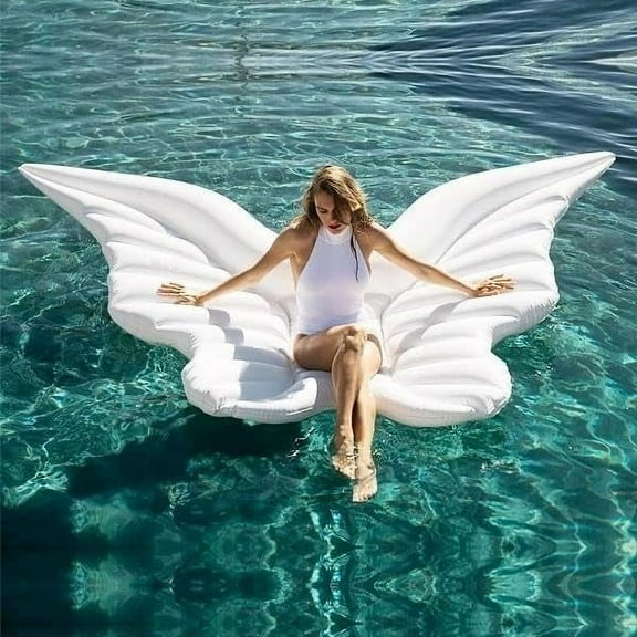 NANIL Giant White Butterfly Pool Float - 55" x 80" Inflatable Butterfly Wings Lounger for Adults, Oversized Luxury Pool Float for Summer Beach Vacation & Pool Party Decor