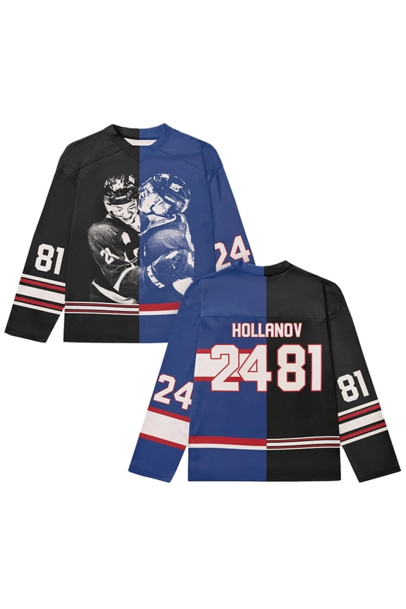 Heated Rivalry Hollander 24 Rozanov 81 Splicing Hockey Jersey – Unisex V-Neck Long Sleeve Pullover Sports Streetwear Top,Casual Outdoor Sportwear,Workout Shirts for Unisex for Fans