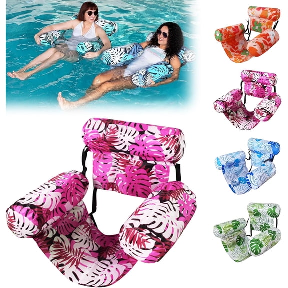 NANIL Inflatable Pool Floats for Adults - Inflatable Pool Floating Lounge Chair with Tropical Leaf Print, Blow Up Pool Noodle Float, Summer Water Beach Lake Party Accessory